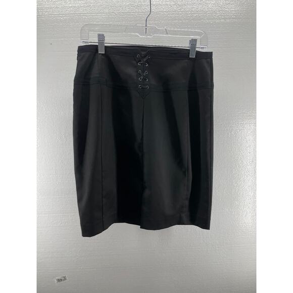 Express Design Studio Black Lace-Up Mini Pencil Skirt Women's Size 6 - Picture 2 of 7